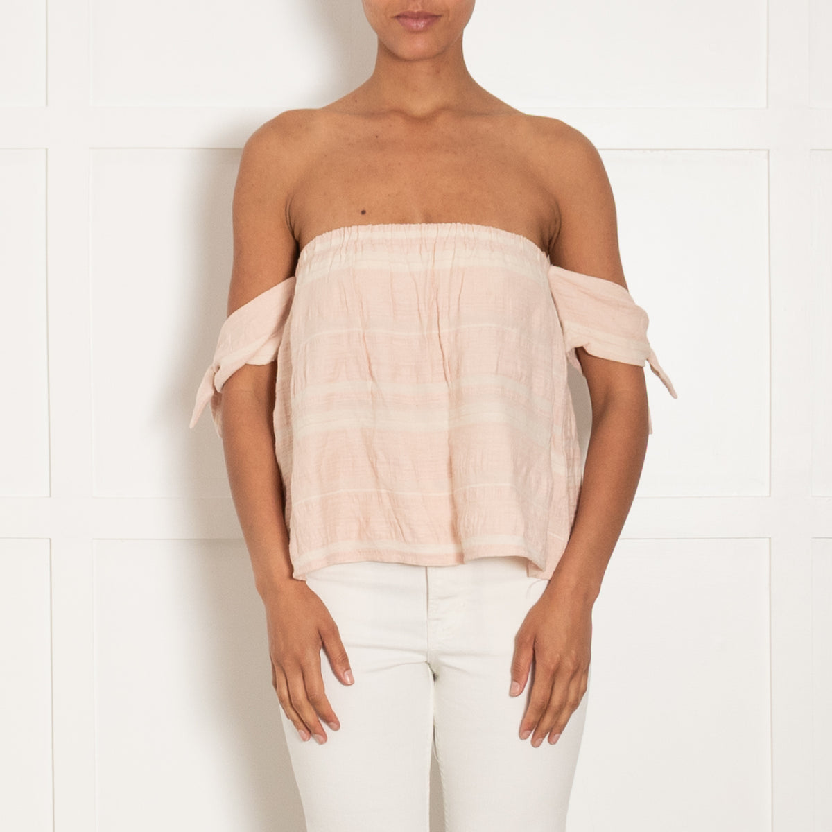Bec & Bridge Pink Cotton Off The Shoulder Top