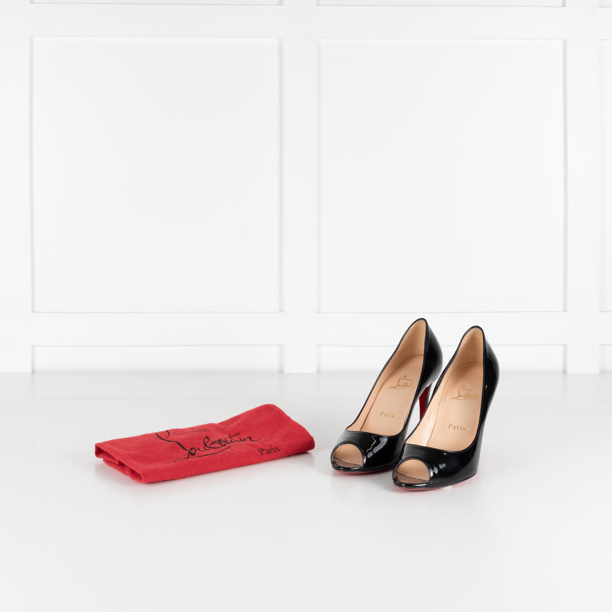 Christian Louboutin Black Patent Peep Toe Heels
