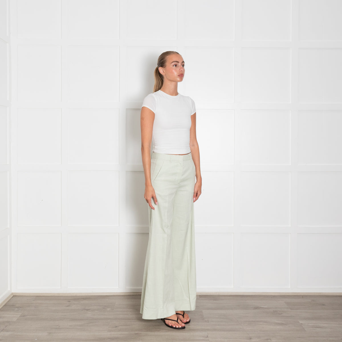 Me + Em Pistachio Green Wide Leg Trousers