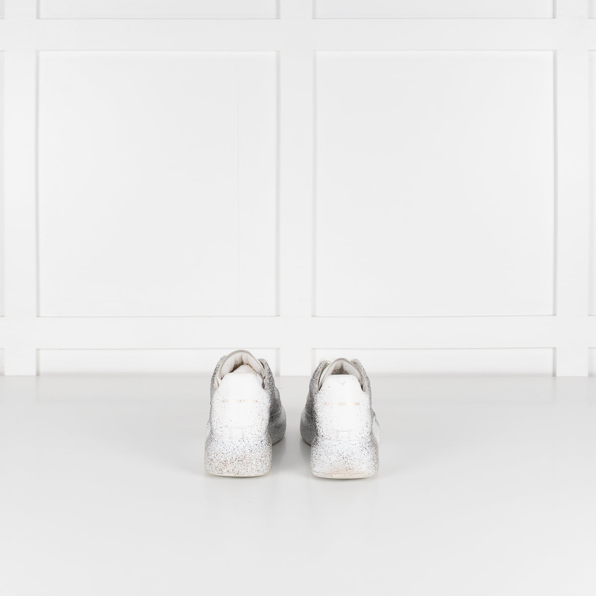 Alexander McQueen White Grey Metallic Design Leather Trainers
