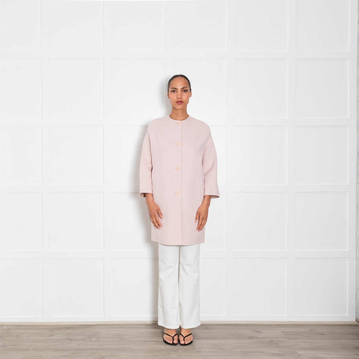 Max Mara Studio Pale Pink Collarless Coat
