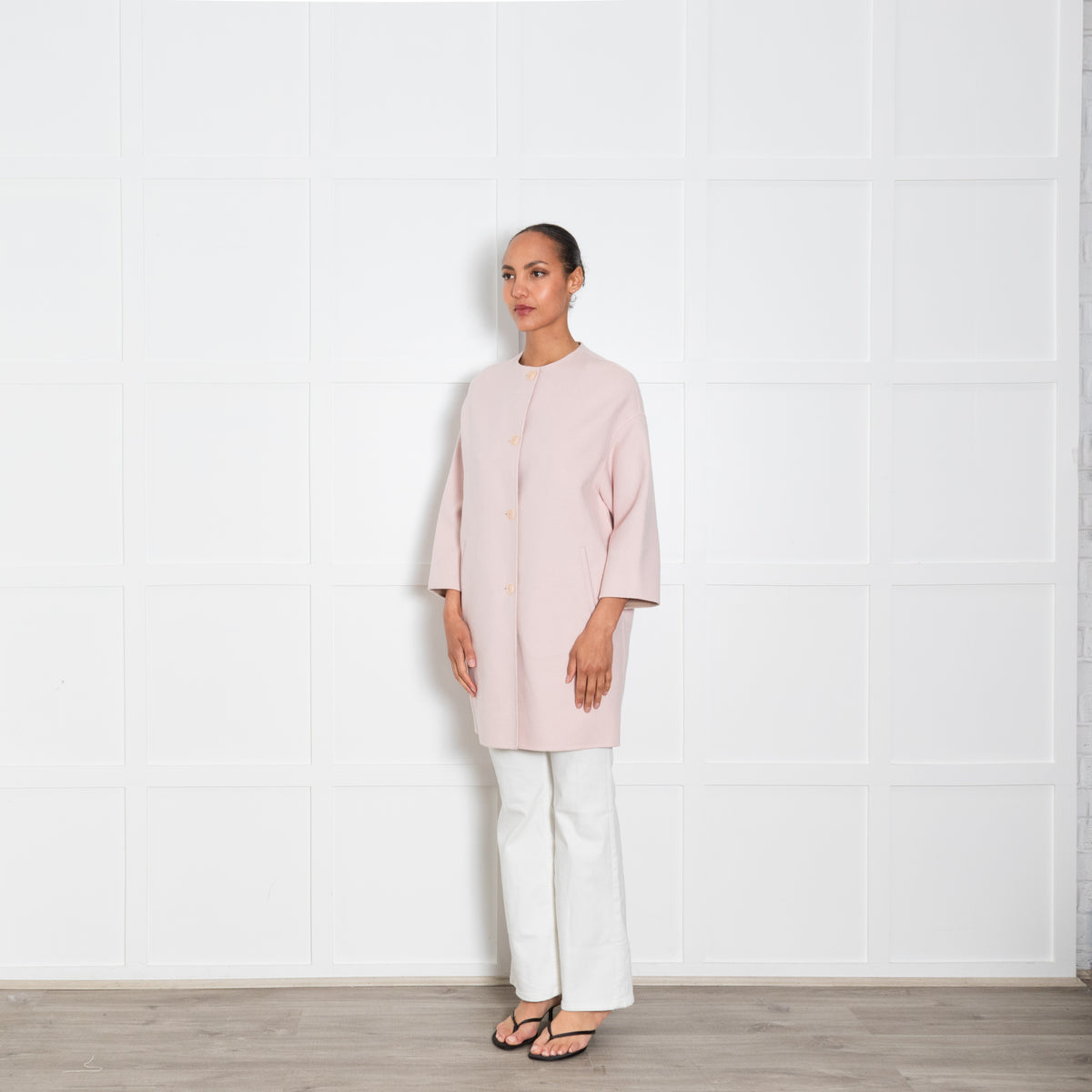 Max Mara Studio Pale Pink Collarless Coat
