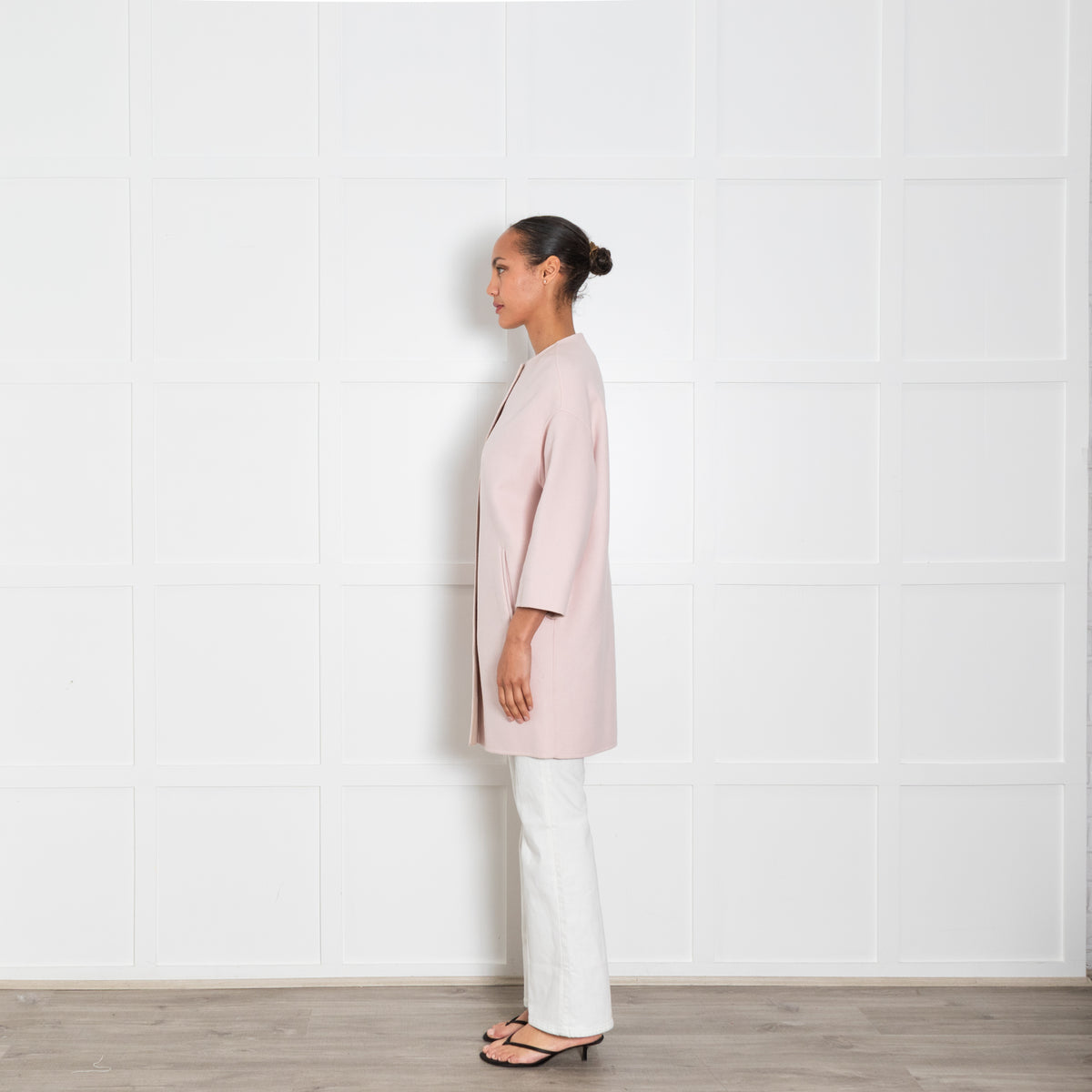 Max Mara Studio Pale Pink Collarless Coat