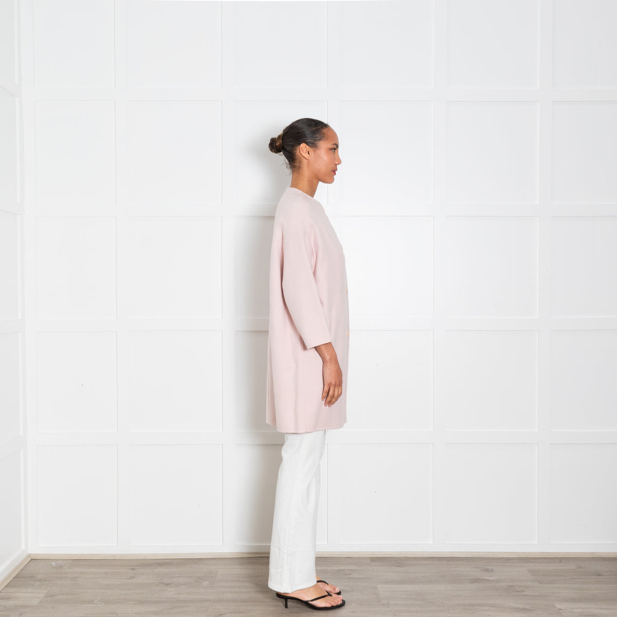 Max Mara Studio Pale Pink Collarless Coat