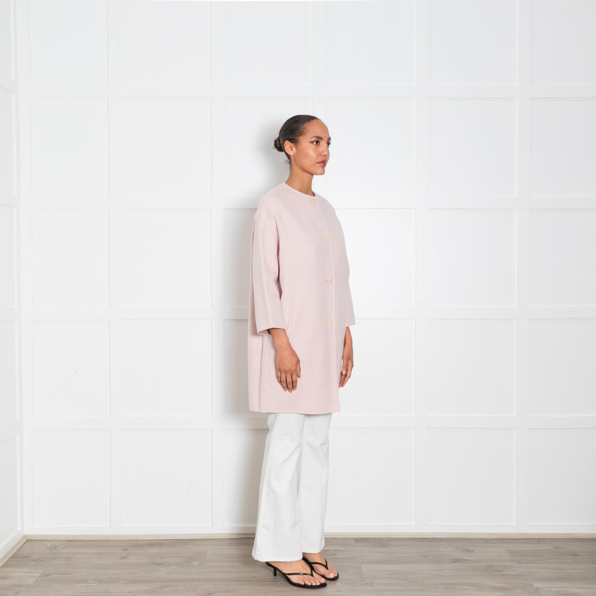 Max Mara Studio Pale Pink Collarless Coat