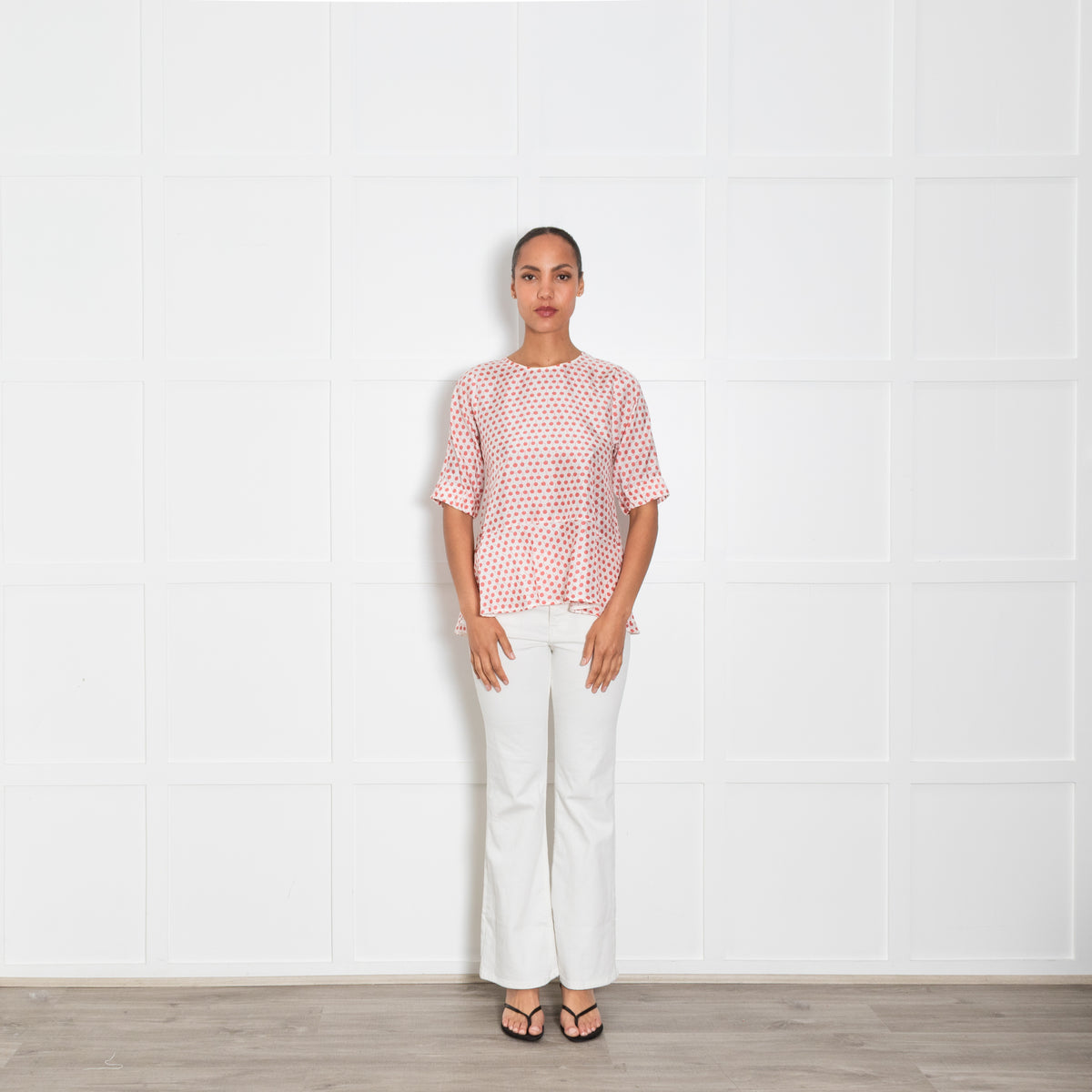 Odeeh White Silk Cherry Print Blouse UK 10