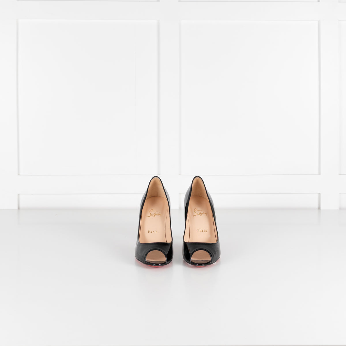 Christian Louboutin Black Patent Peep Toe Heels