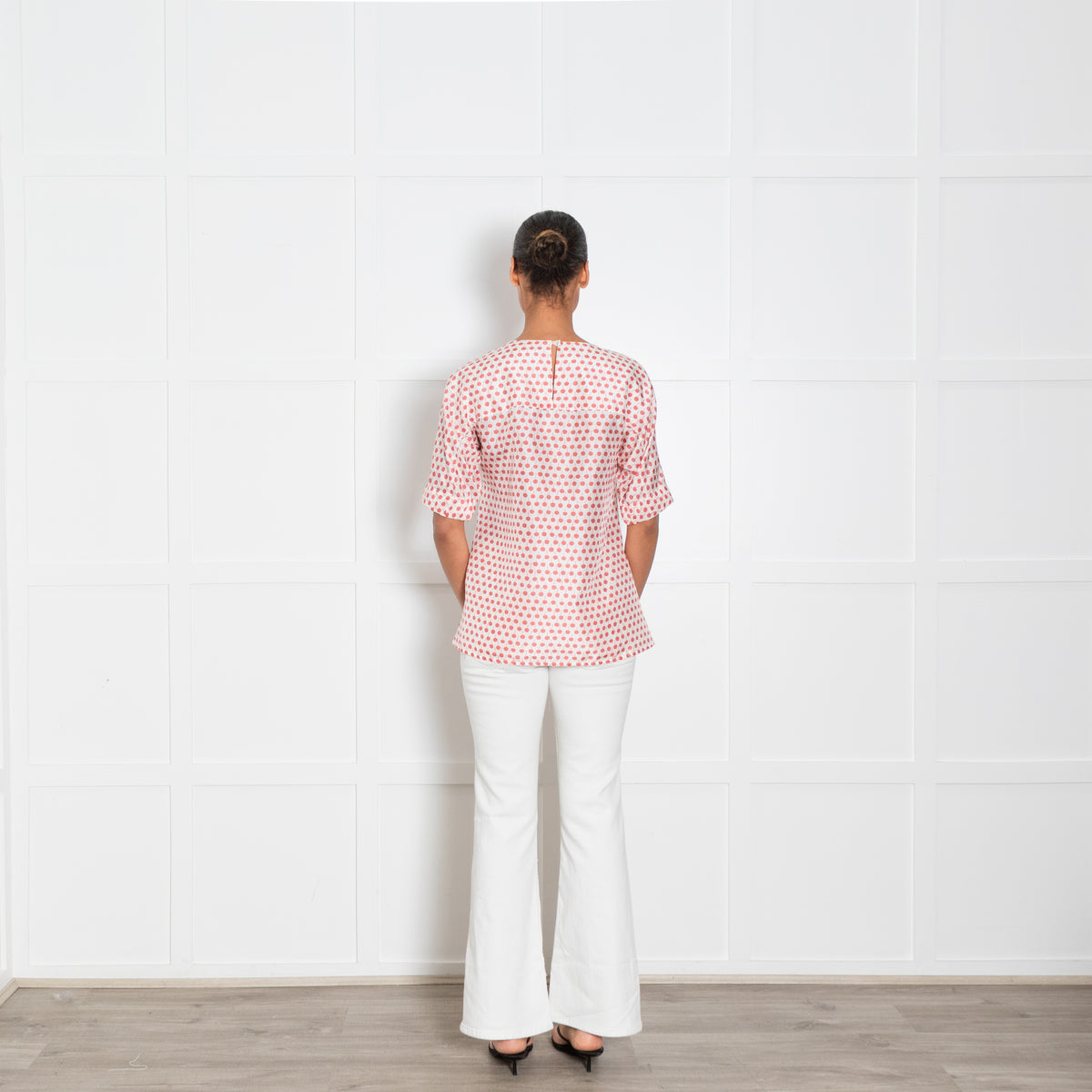 Odeeh White Silk Cherry Print Blouse UK 10