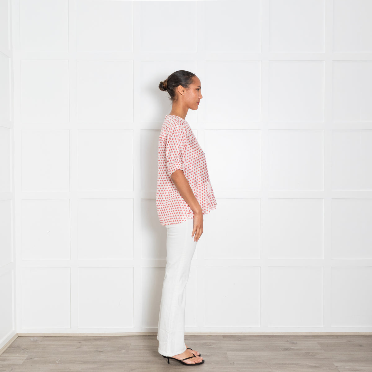 Odeeh White Silk Cherry Print Blouse UK 10