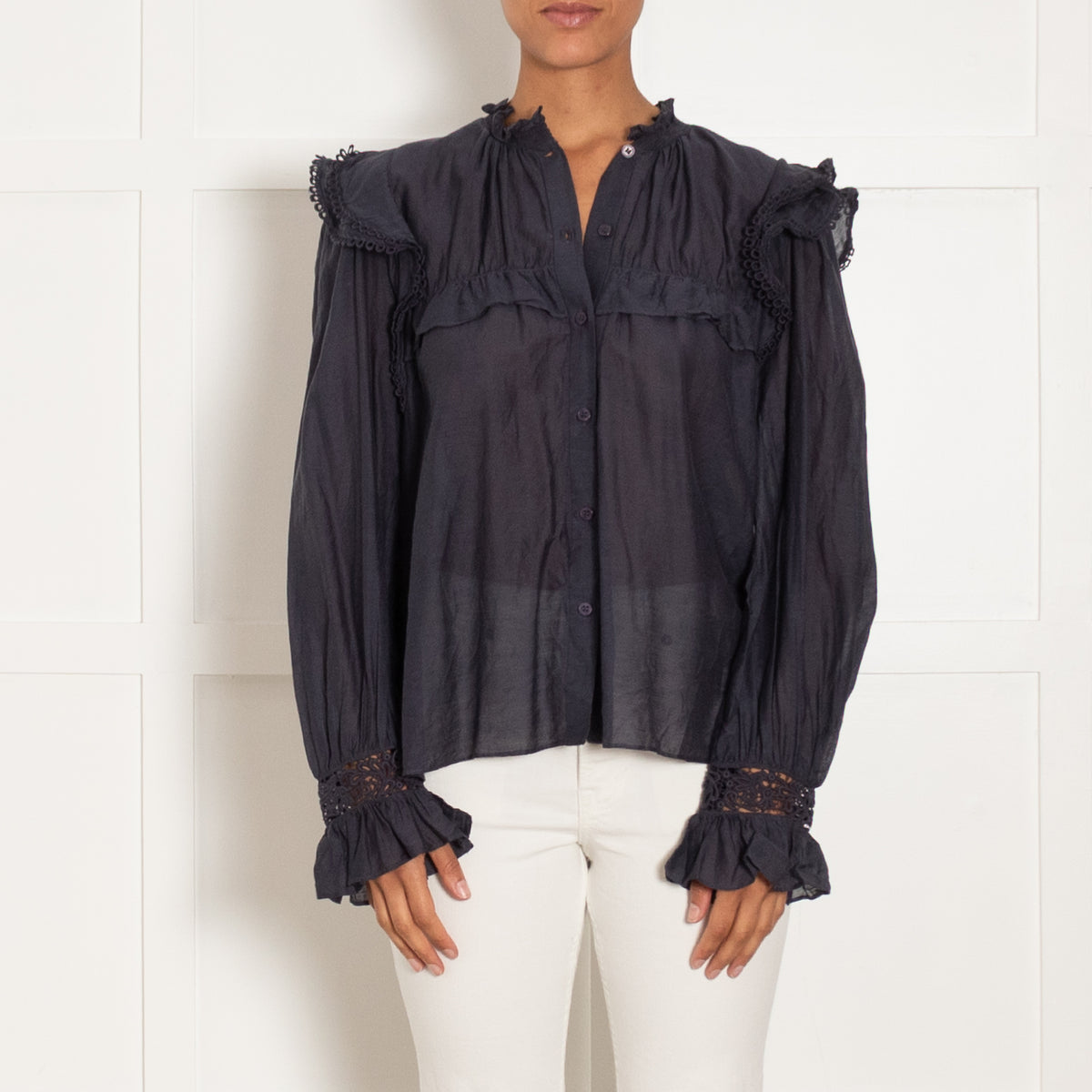 Isabel Marant Etoile Blue Frilled Blouse