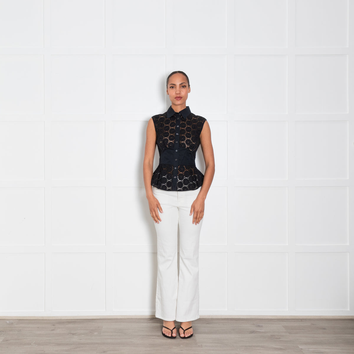 Strenesse Black Lace Sleeveless Shirt