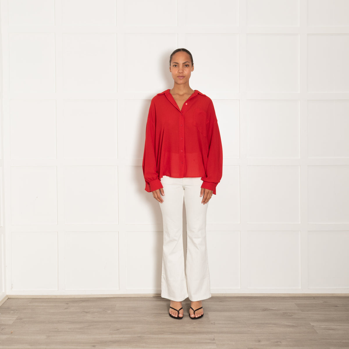 Essentiel Antwerp Red Button Up Collared Shirt