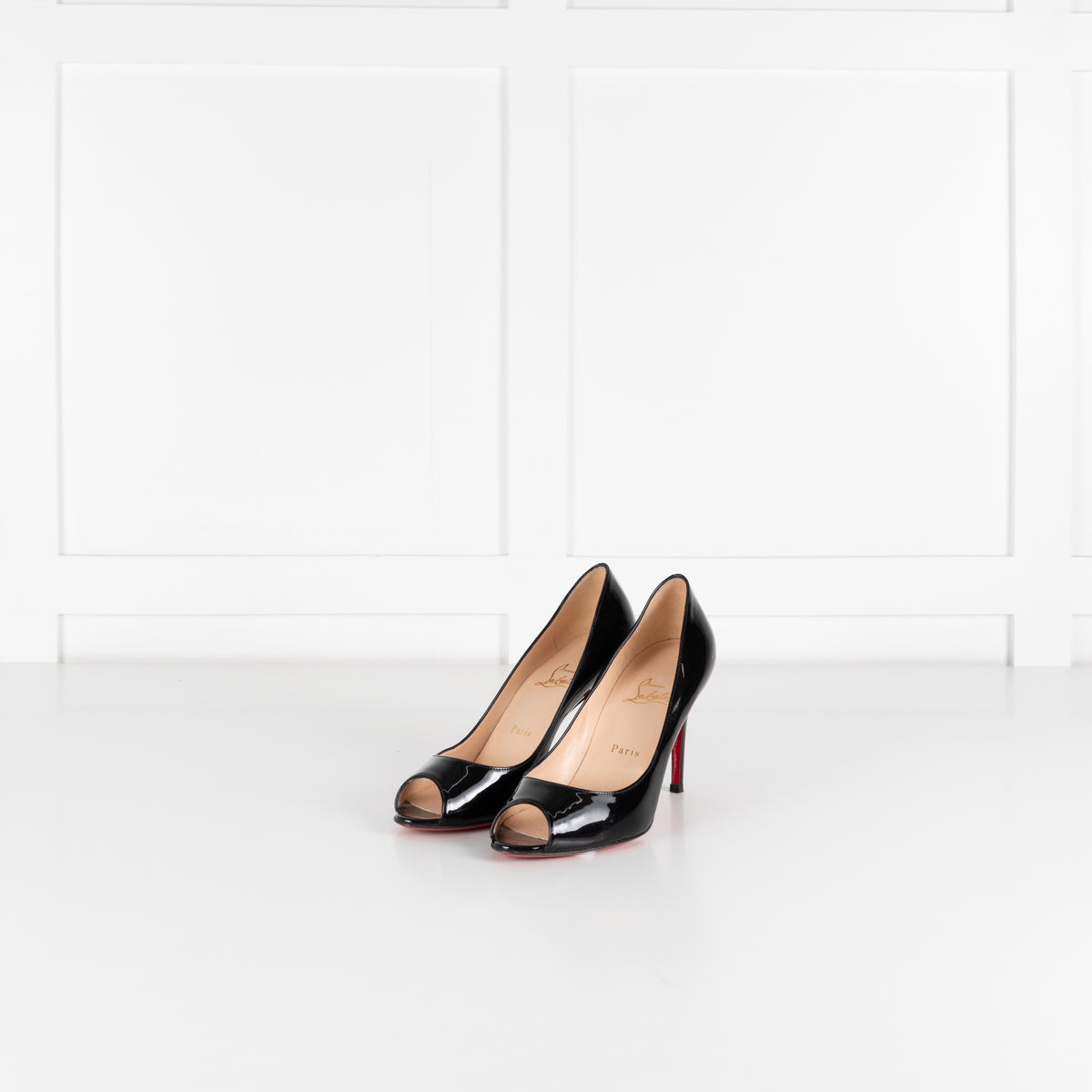 Christian Louboutin Black Patent Peep Toe Heels