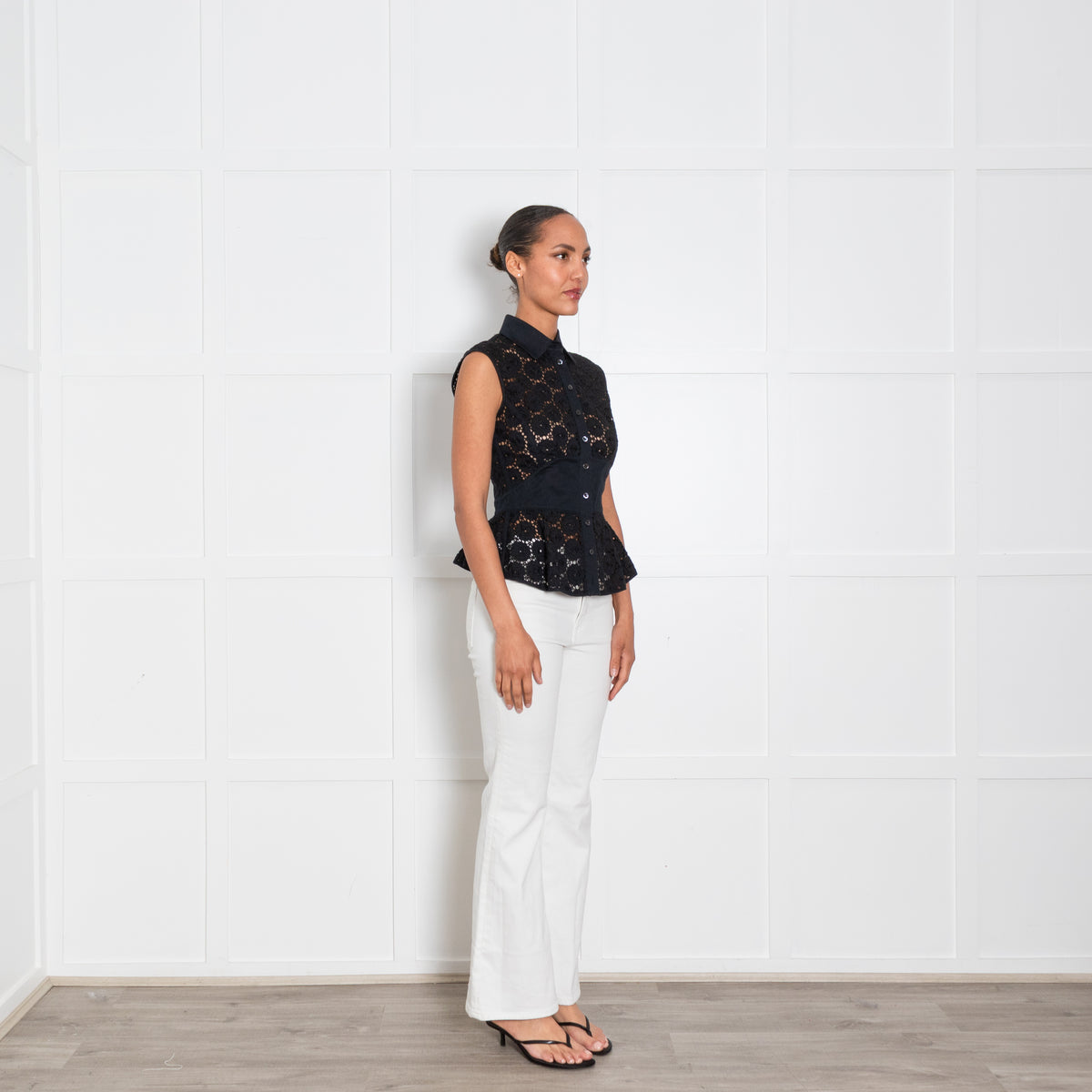 Strenesse Black Lace Sleeveless Shirt