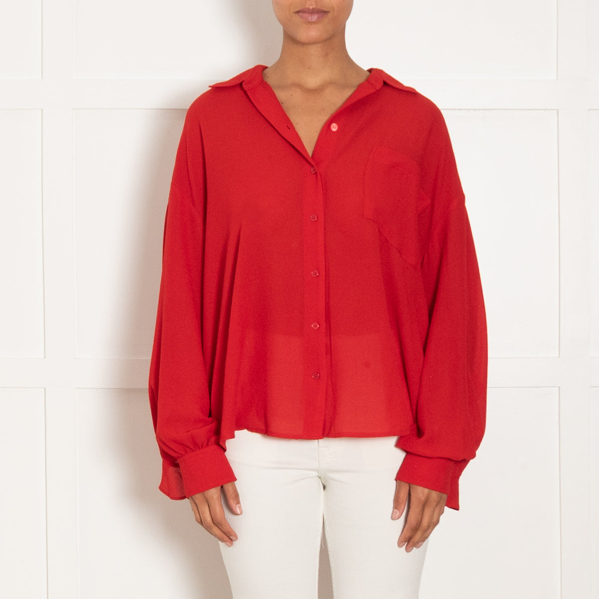Essentiel Antwerp Red Button Up Collared Shirt