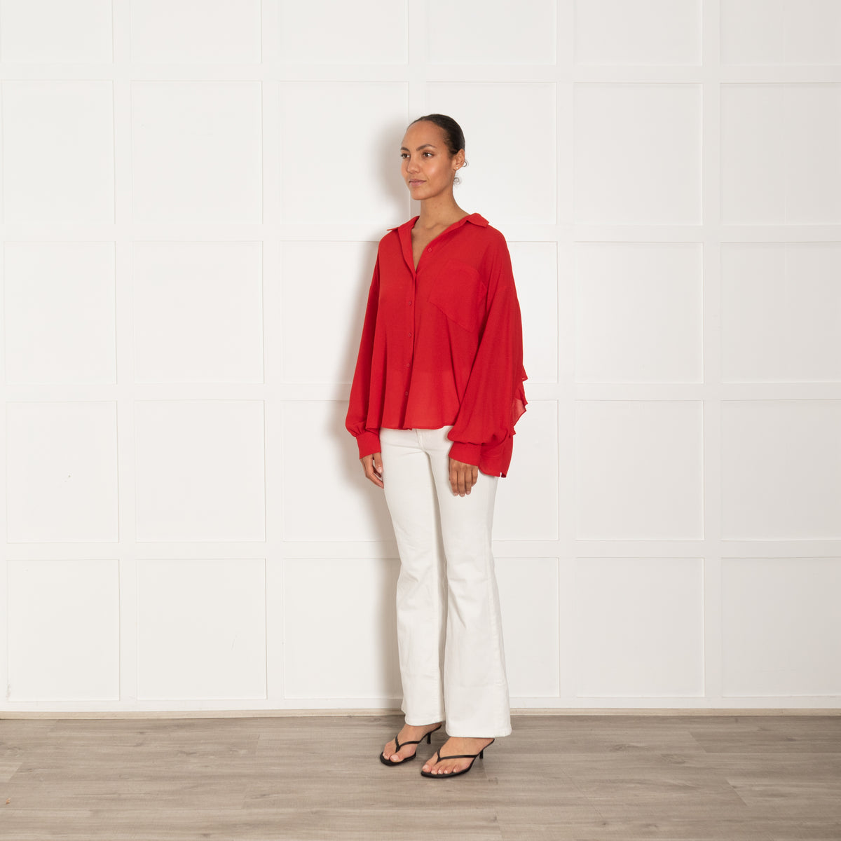 Essentiel Antwerp Red Button Up Collared Shirt