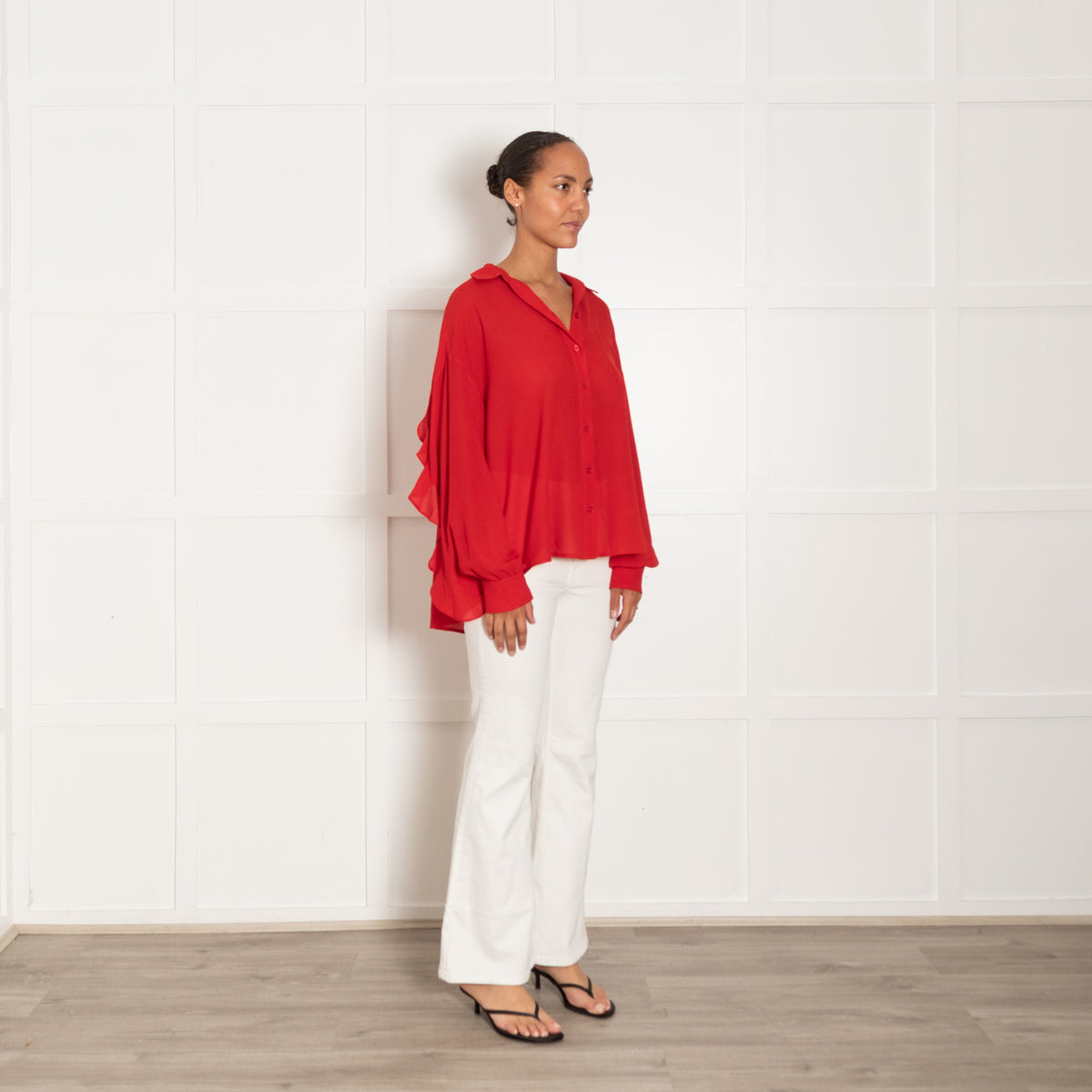 Essentiel Antwerp Red Button Up Collared Shirt