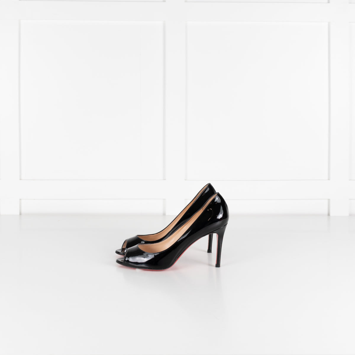 Christian Louboutin Black Patent Peep Toe Heels