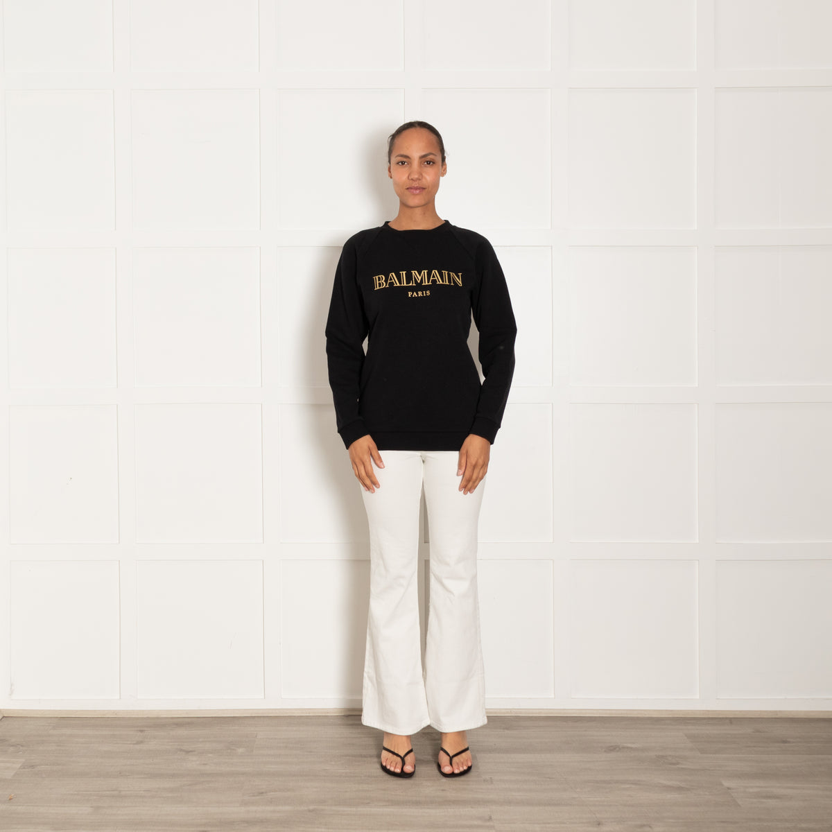 Balmain Black Sweatshirt with Gold Foil Logo