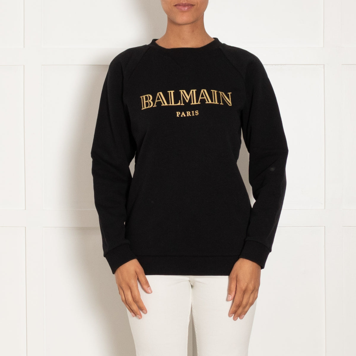 Balmain Black Sweatshirt with Gold Foil Logo