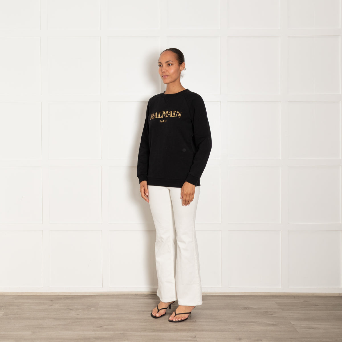 Balmain Black Sweatshirt with Gold Foil Logo