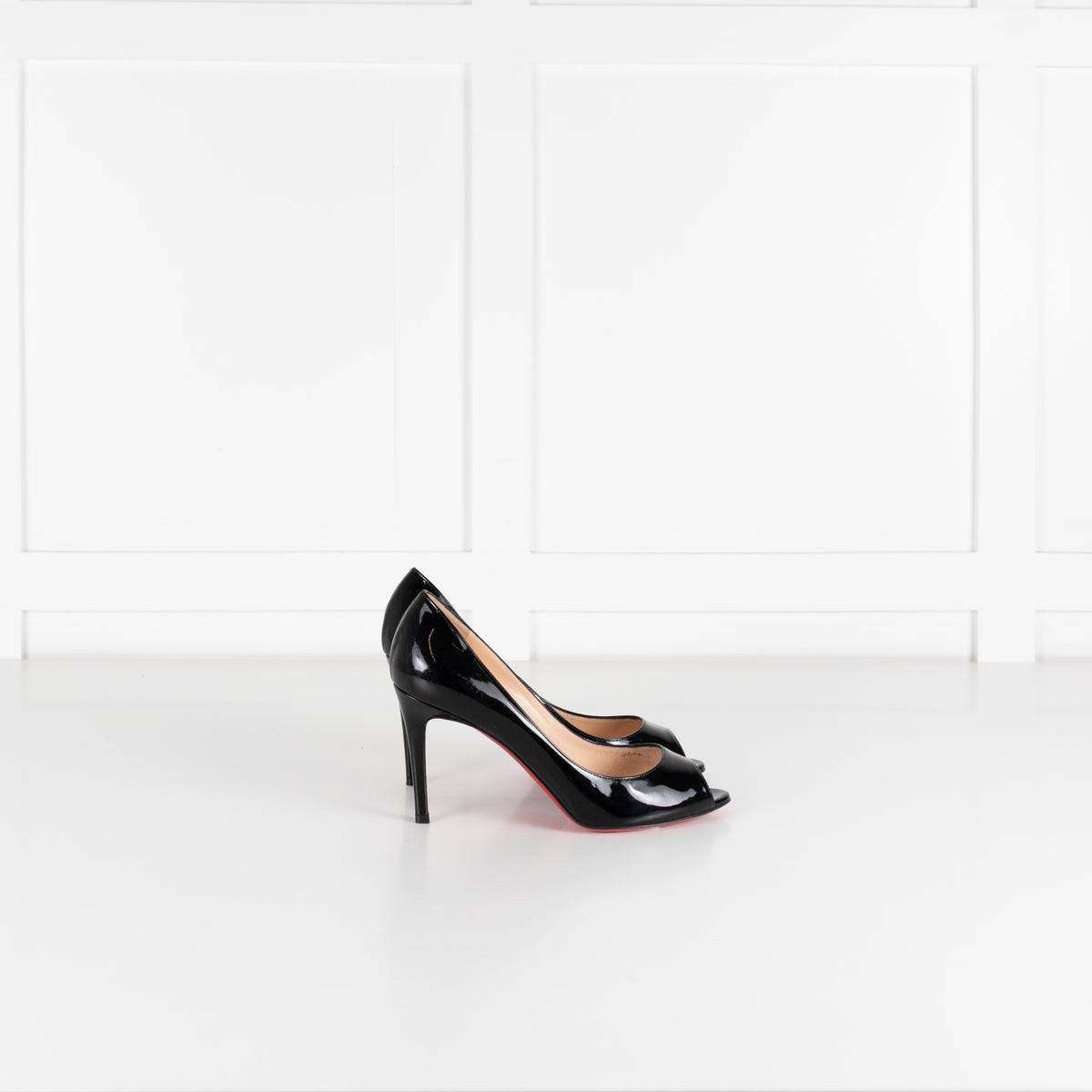 Christian Louboutin Black Patent Peep Toe Heels