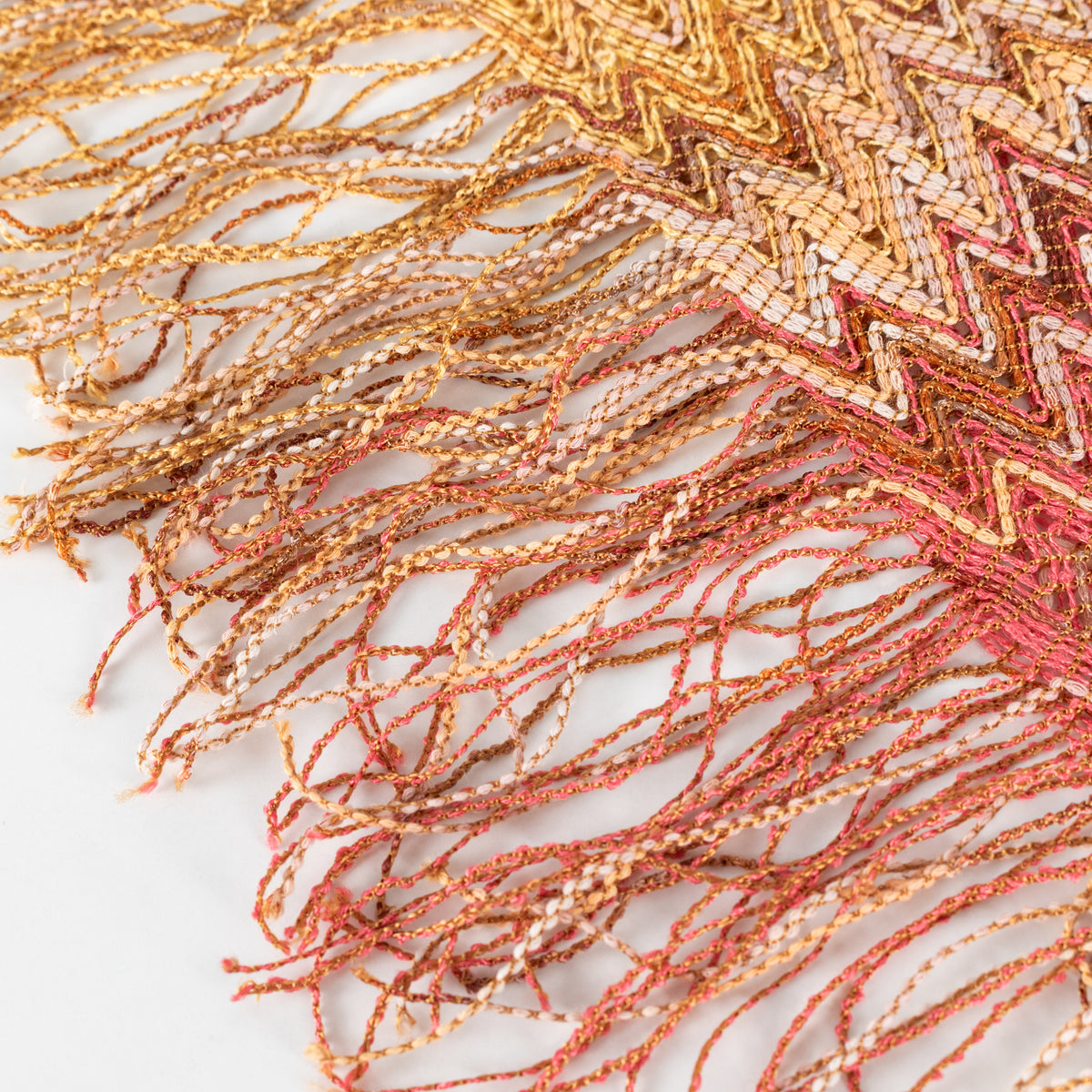 Missoni Orange Cream Chevron Cotton Blend Summer Scarf