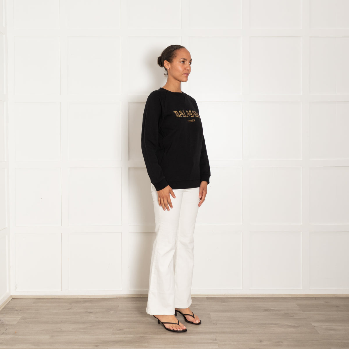 Balmain Black Sweatshirt with Gold Foil Logo