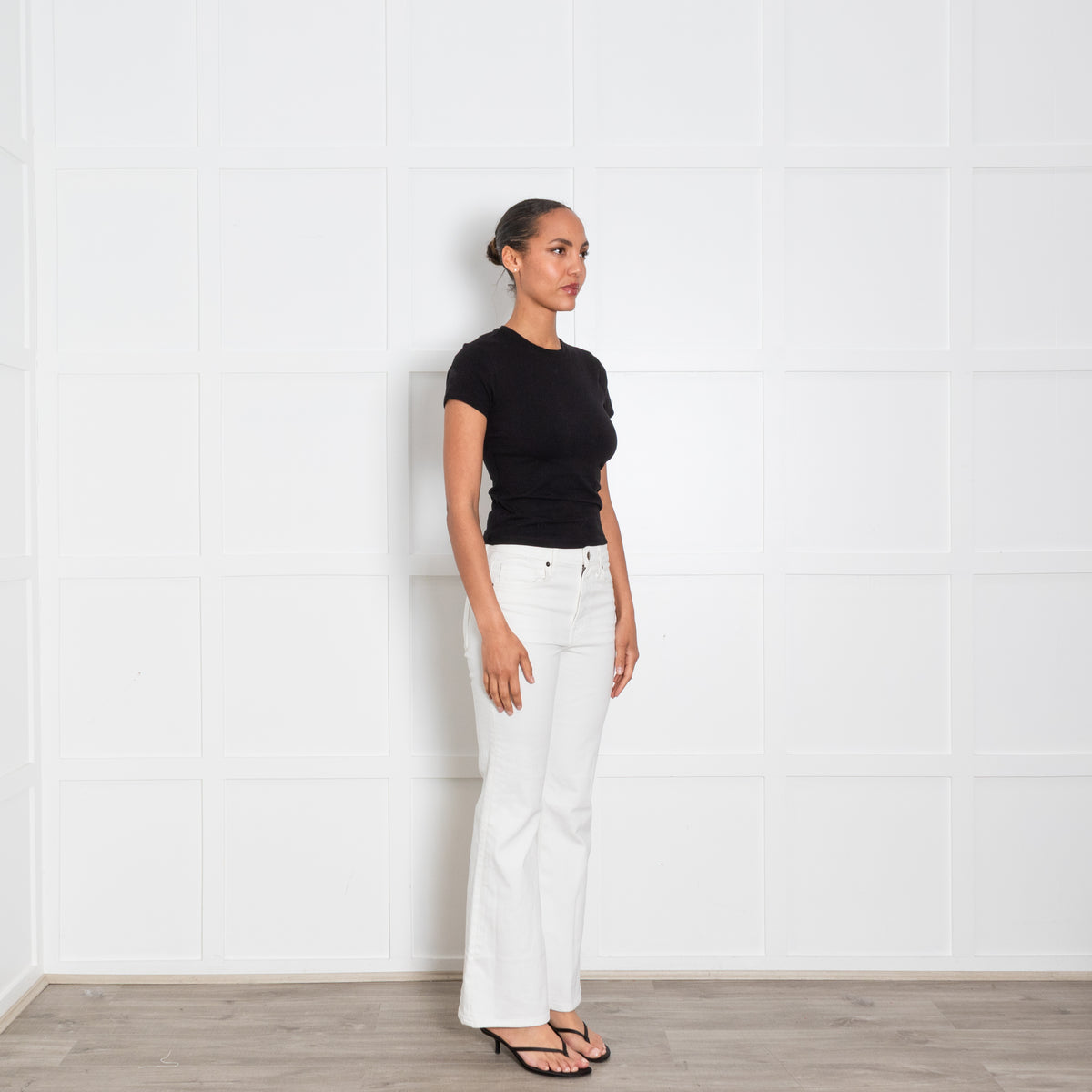 Good American Black Round Neck Stretch T-Shirt