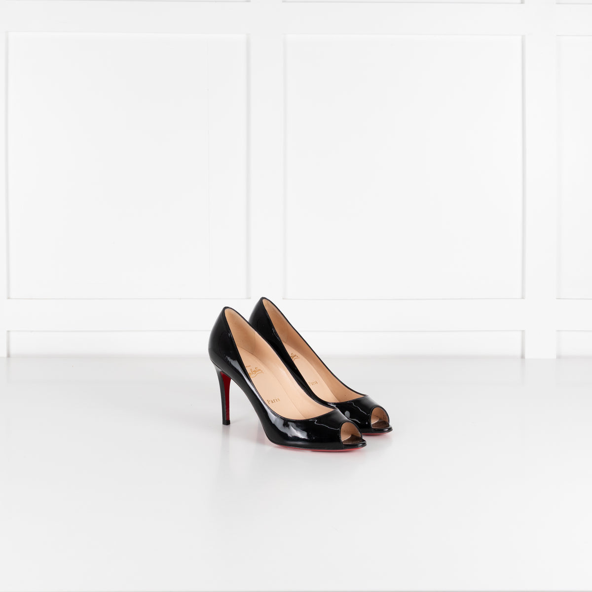 Christian Louboutin Black Patent Peep Toe Heels