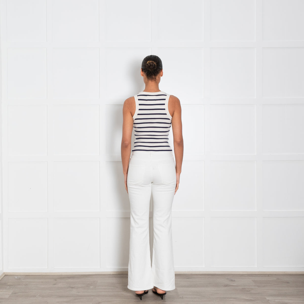Citizens of Humanity Cream and Navy Stripe Button Up Vest