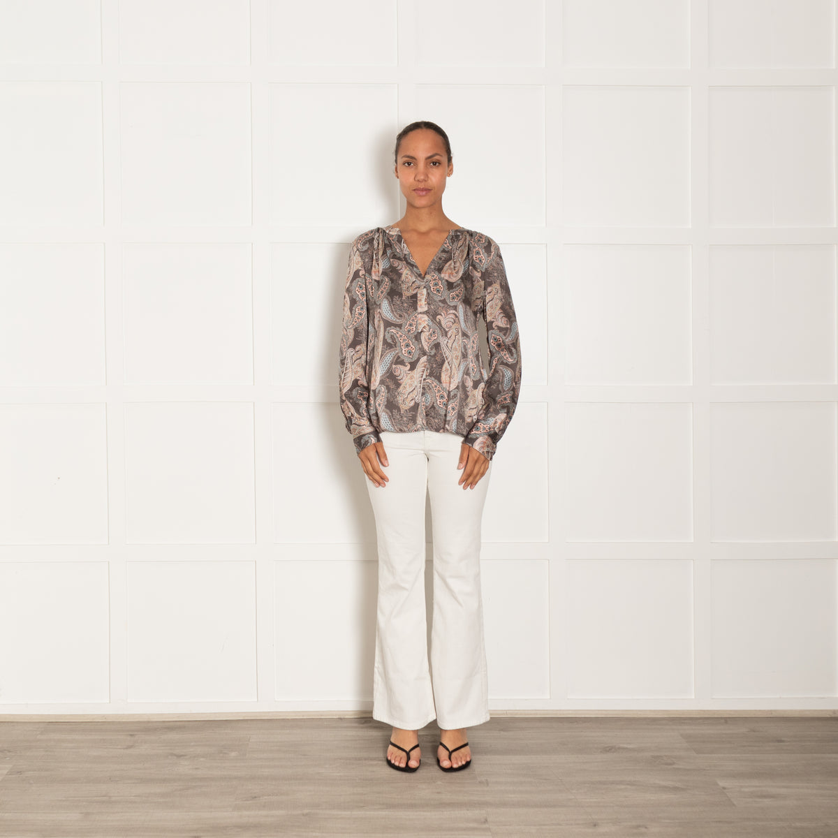 Dea Kudibal Khaki And Pink Silk Mix Top