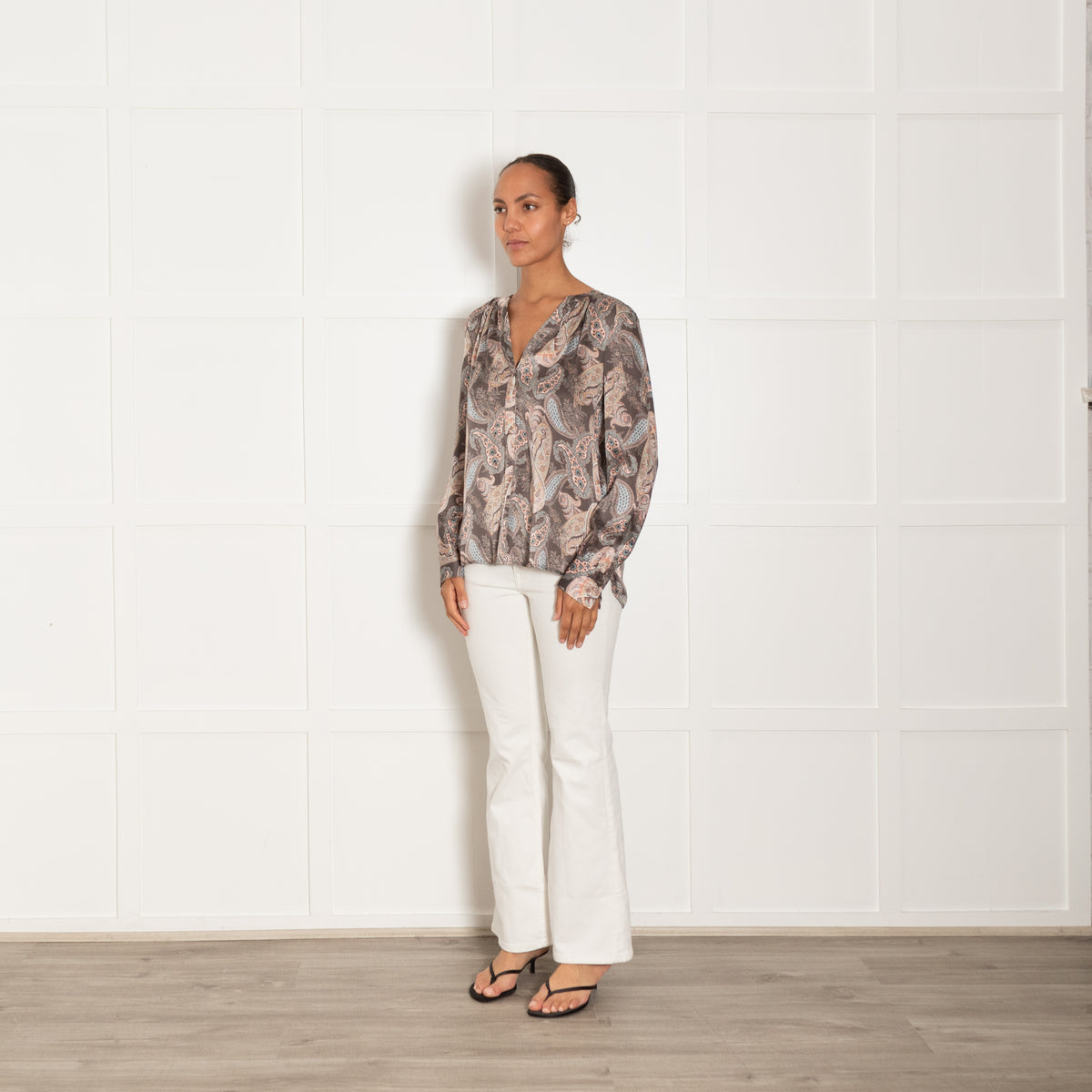 Dea Kudibal Khaki And Pink Silk Mix Top