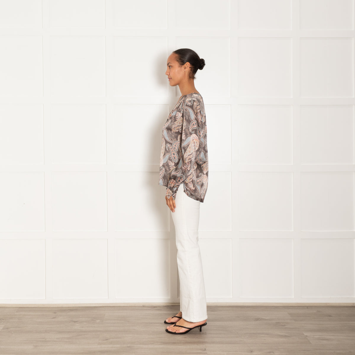 Dea Kudibal Khaki And Pink Silk Mix Top