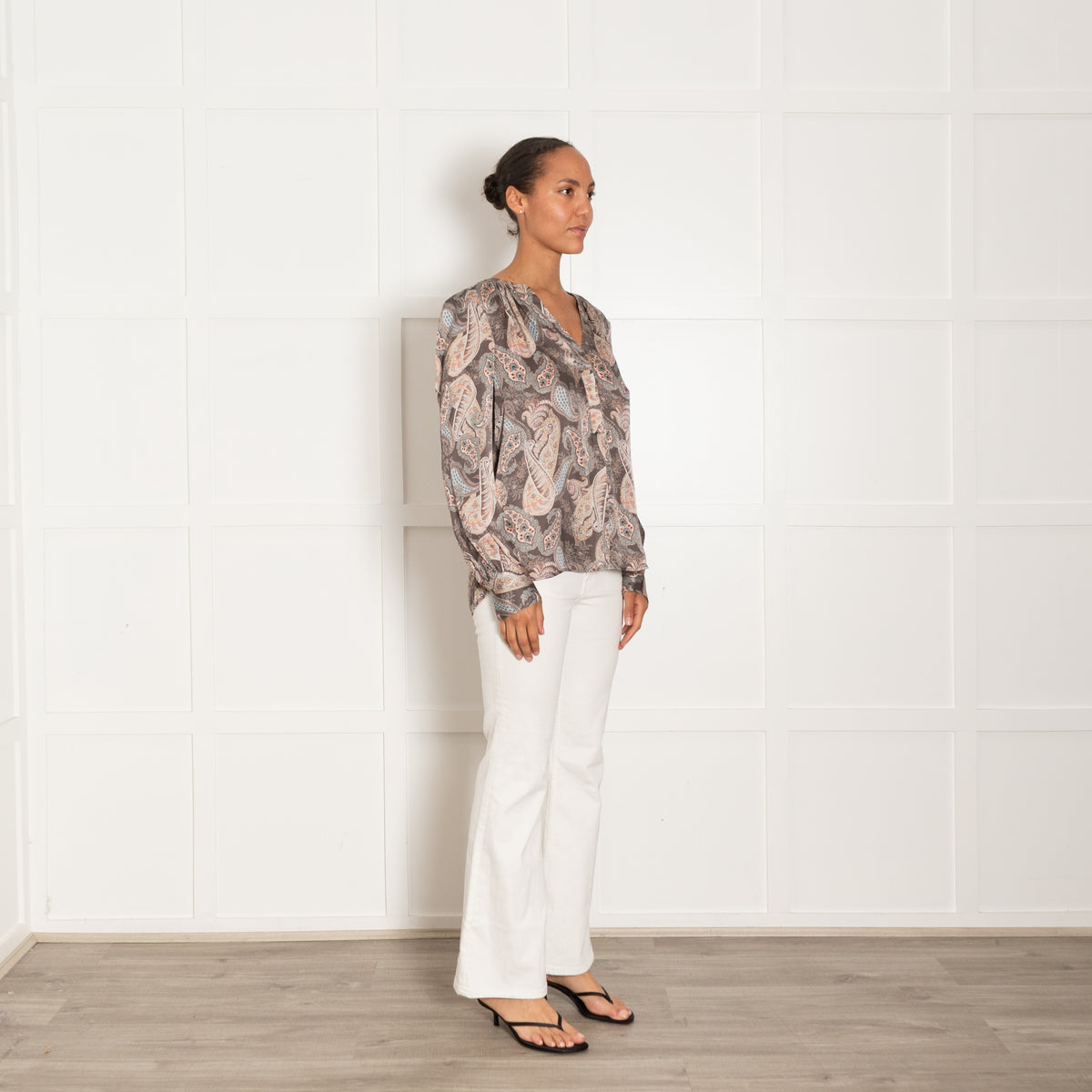 Dea Kudibal Khaki And Pink Silk Mix Top