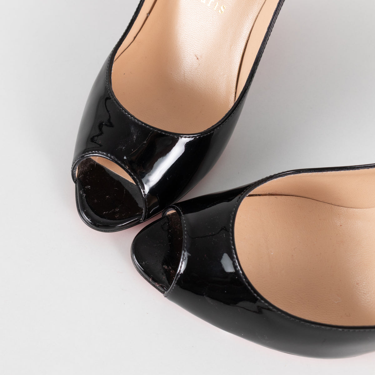 Christian Louboutin Black Patent Peep Toe Heels