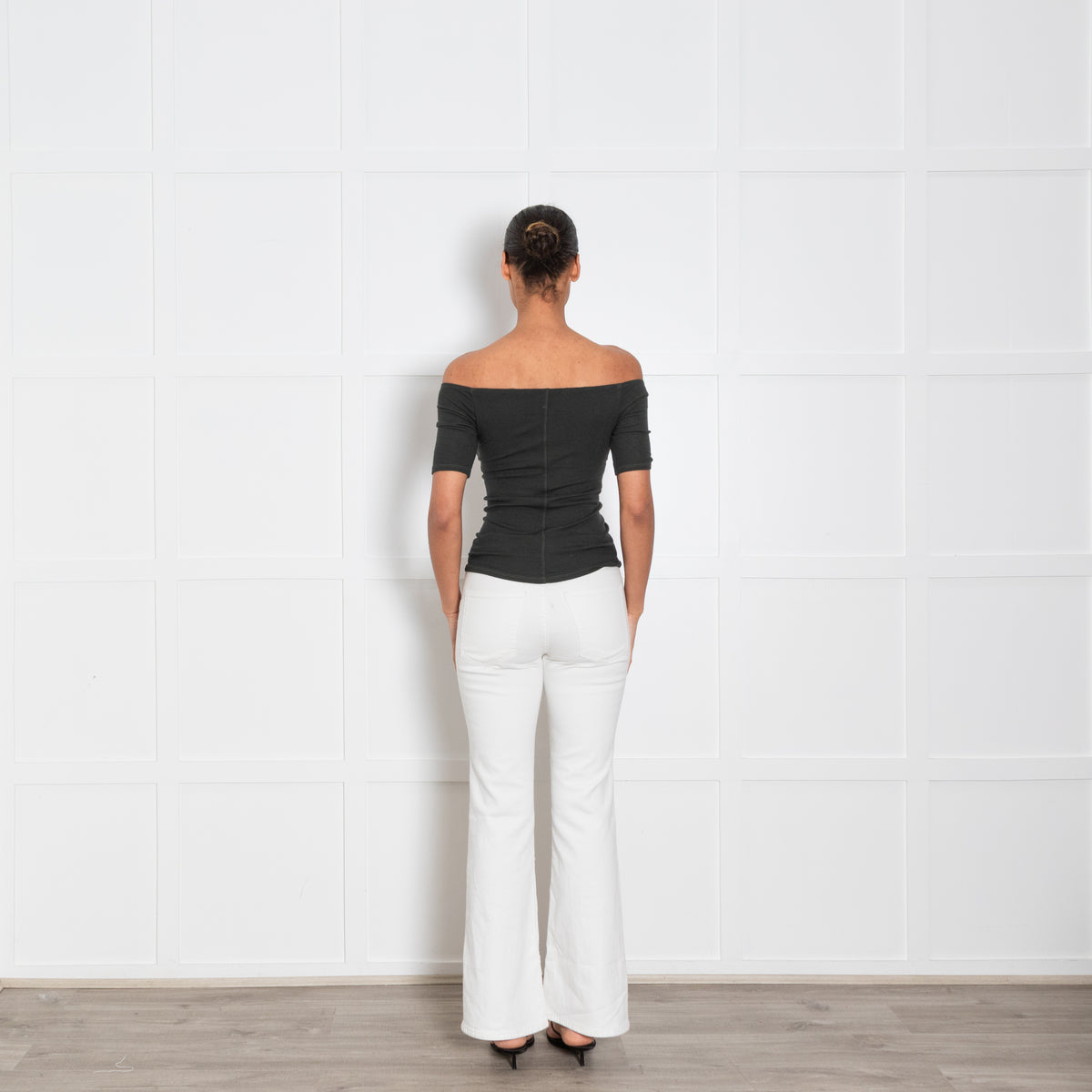 Enza Costa Green Ribbed Boat Neck Top