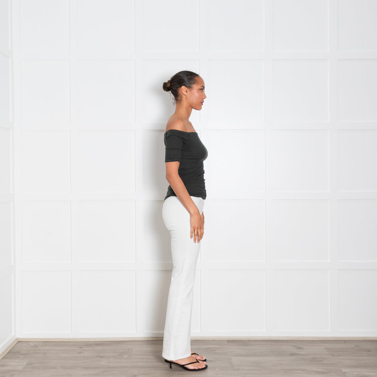 Enza Costa Green Ribbed Boat Neck Top