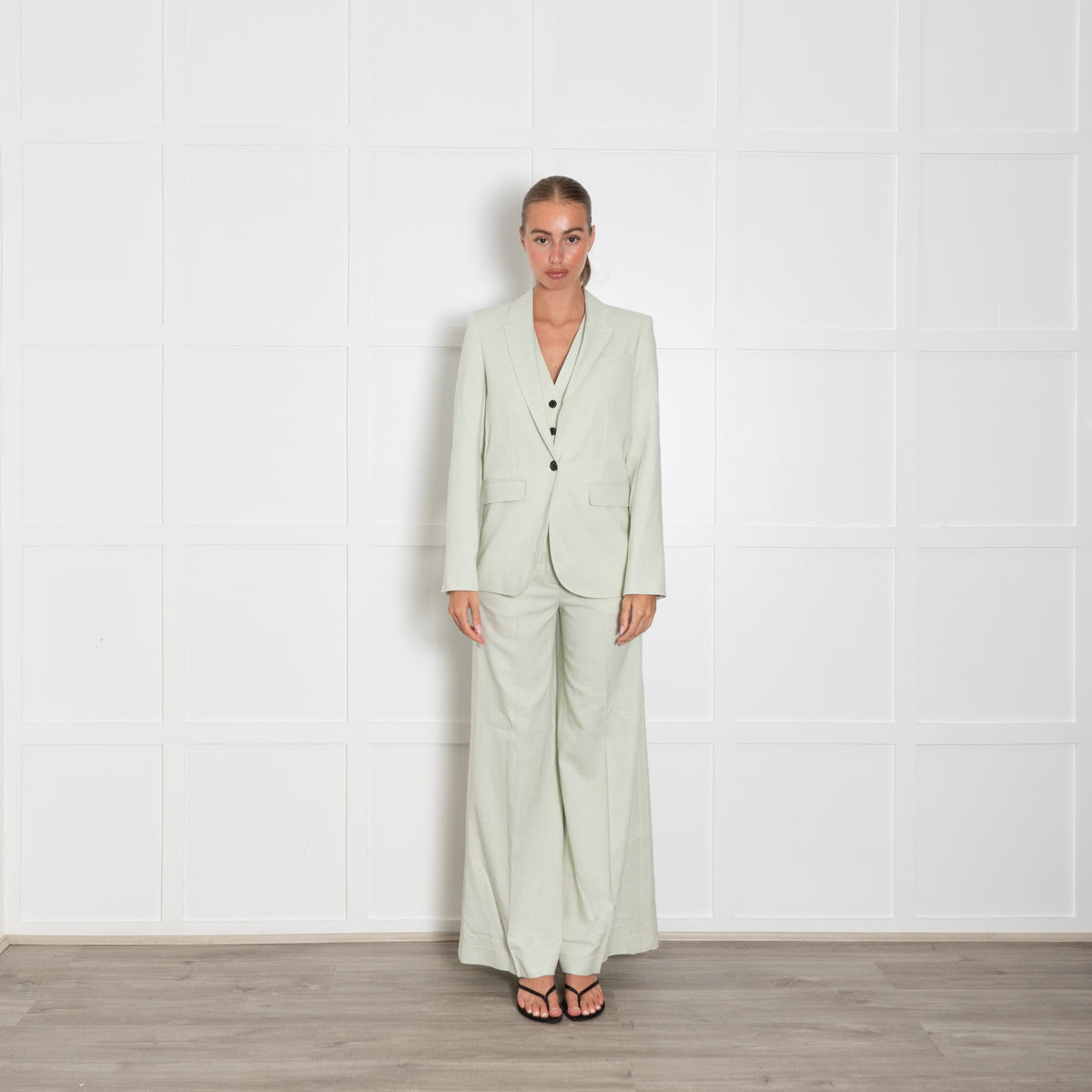 Me + Em Pistachio Green Wide Leg Trousers