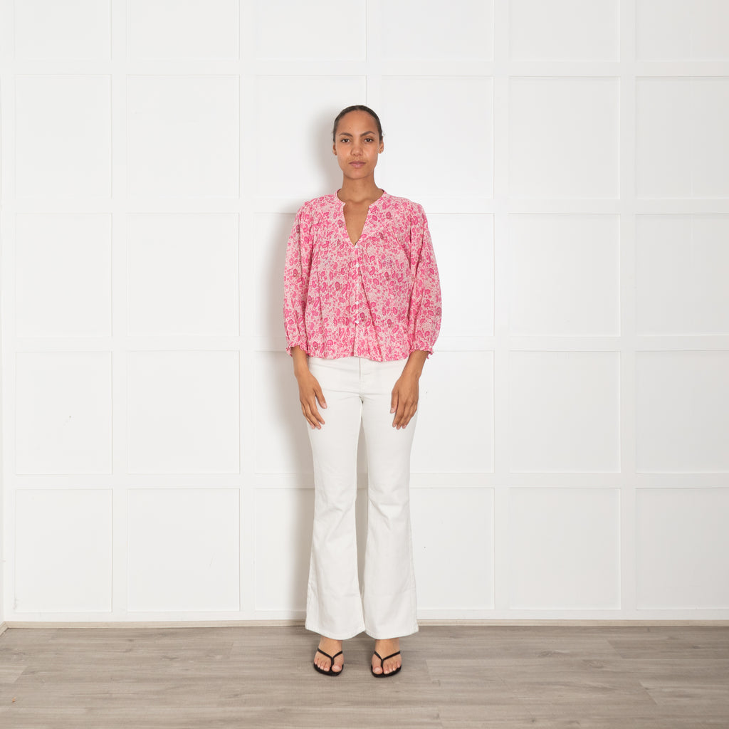 M.A.B.E Pink And White Paisley Print Blouse – Phoenix Style