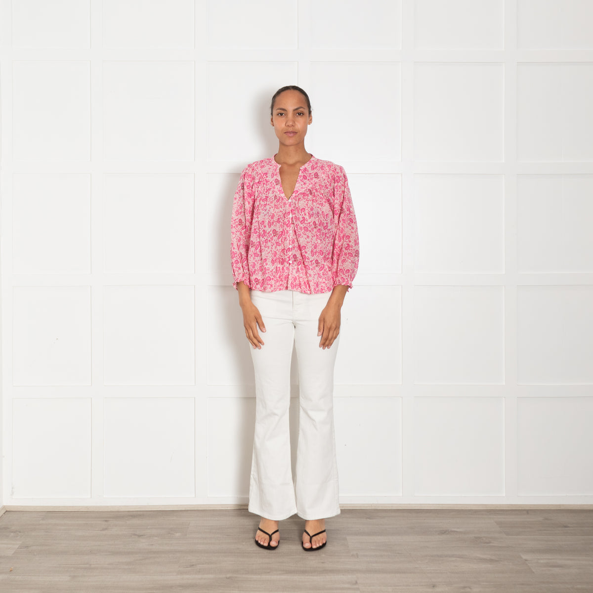 M.A.B.E  Pink And White Paisley Print Blouse