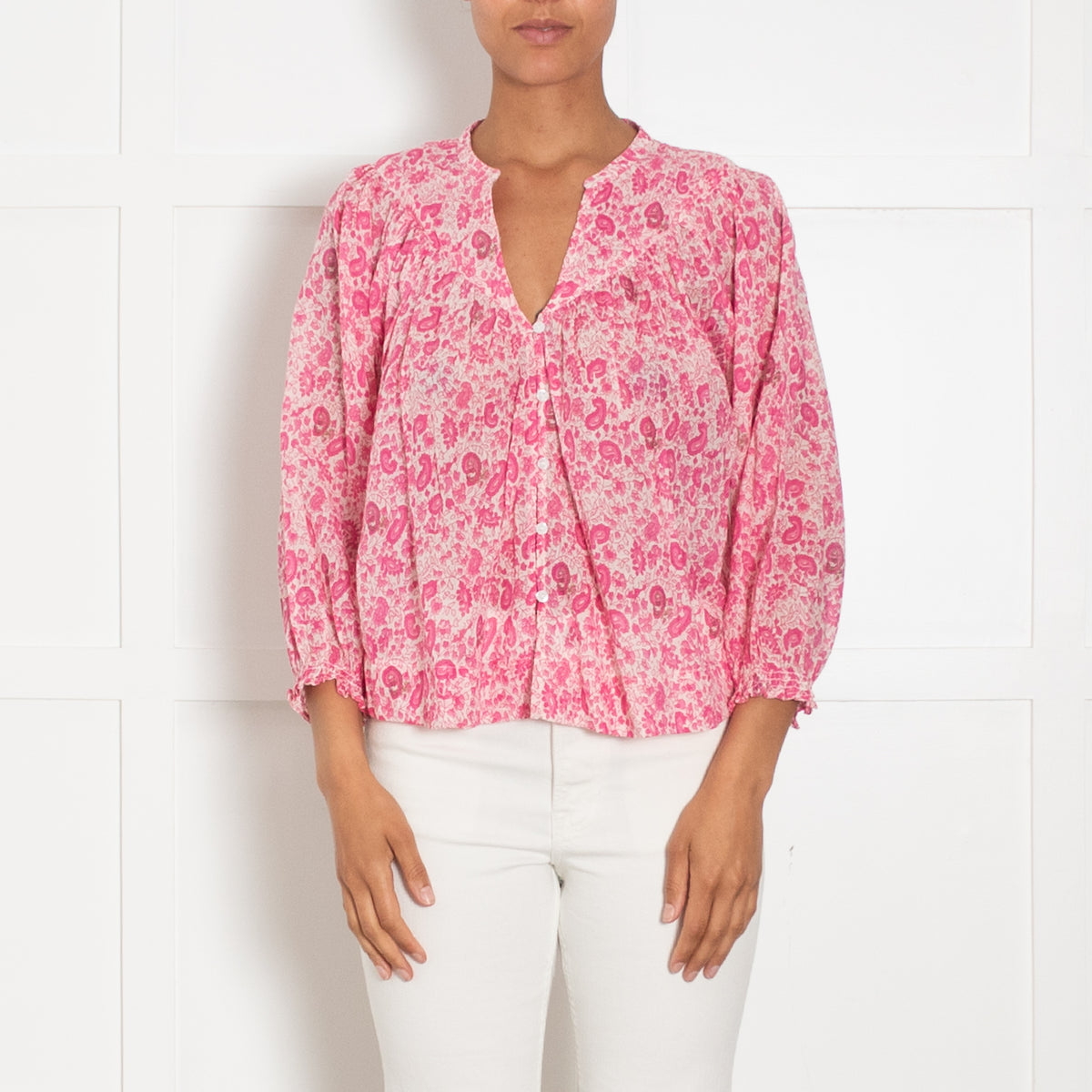 M.A.B.E  Pink And White Paisley Print Blouse