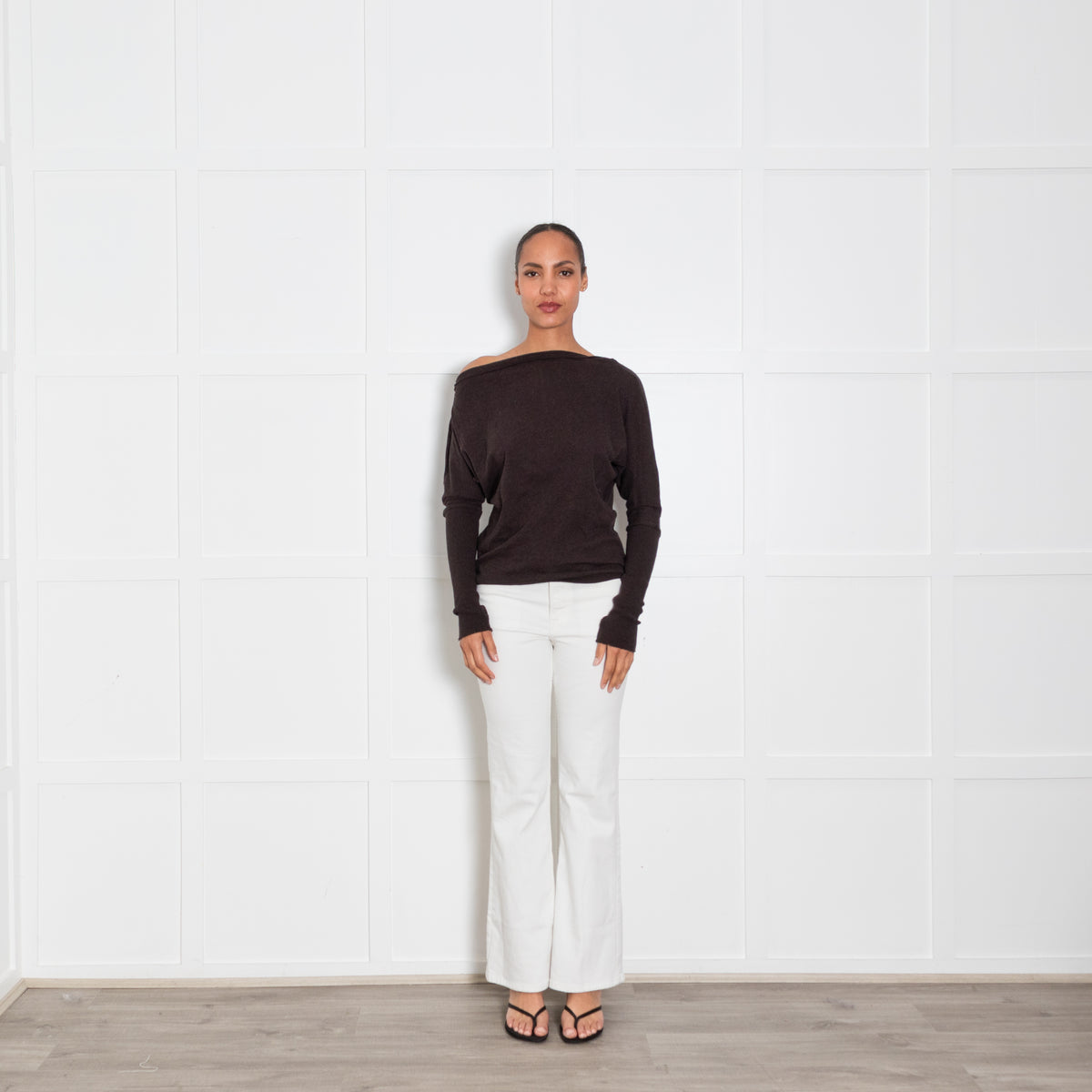 Enza Costa Brown Fine Knit Jumper