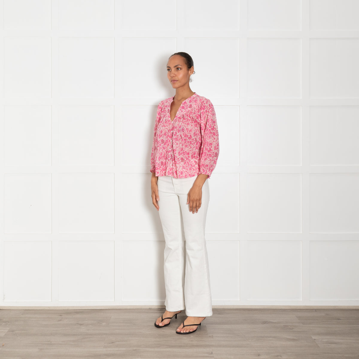 M.A.B.E  Pink And White Paisley Print Blouse