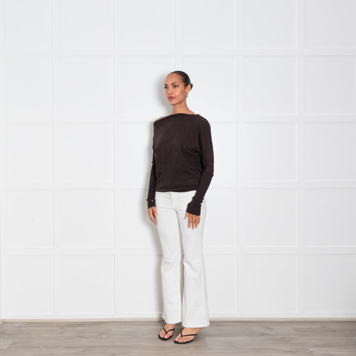 Enza Costa Brown Fine Knit Jumper