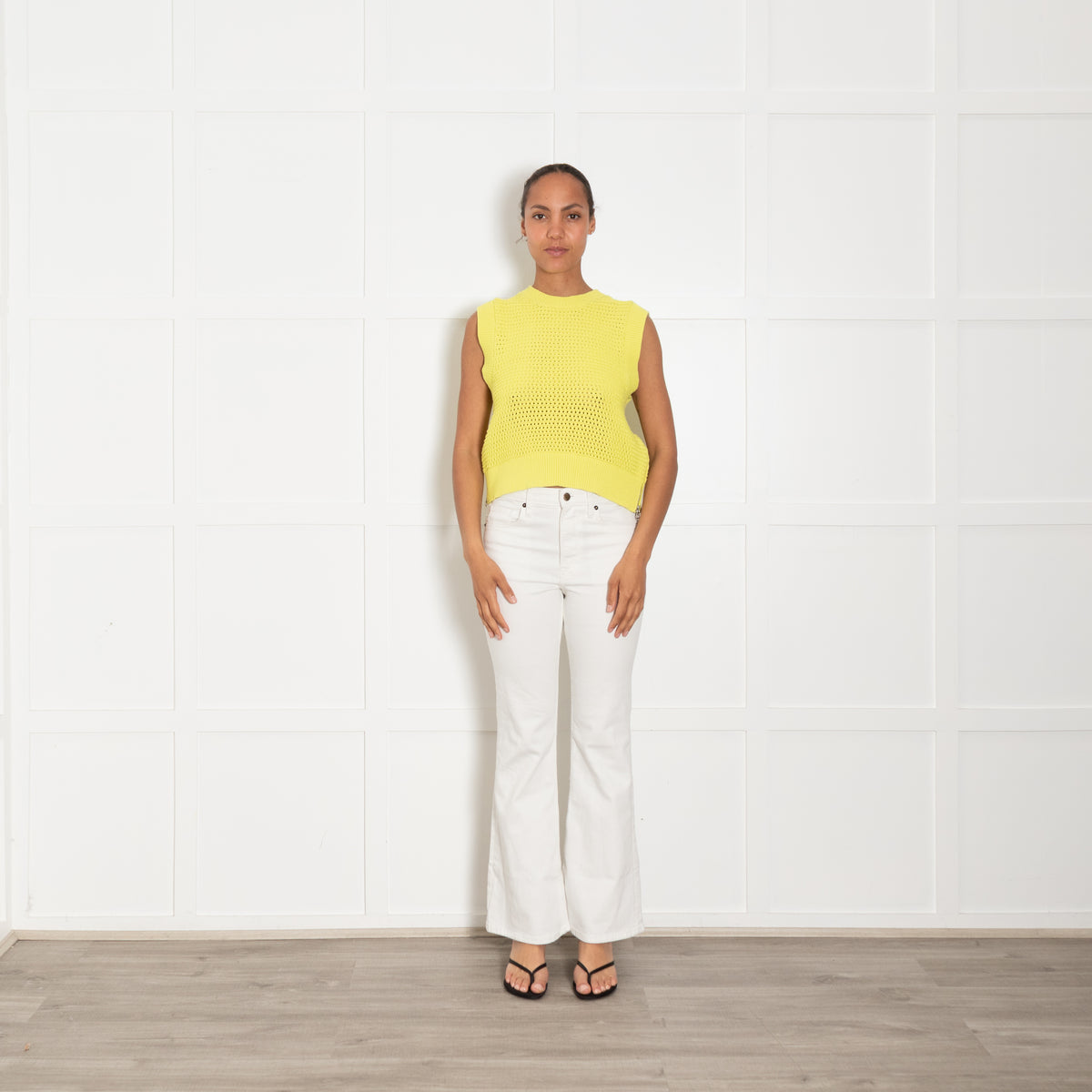 Varley Yellow Randal Crop Knit Tank With Side Zip