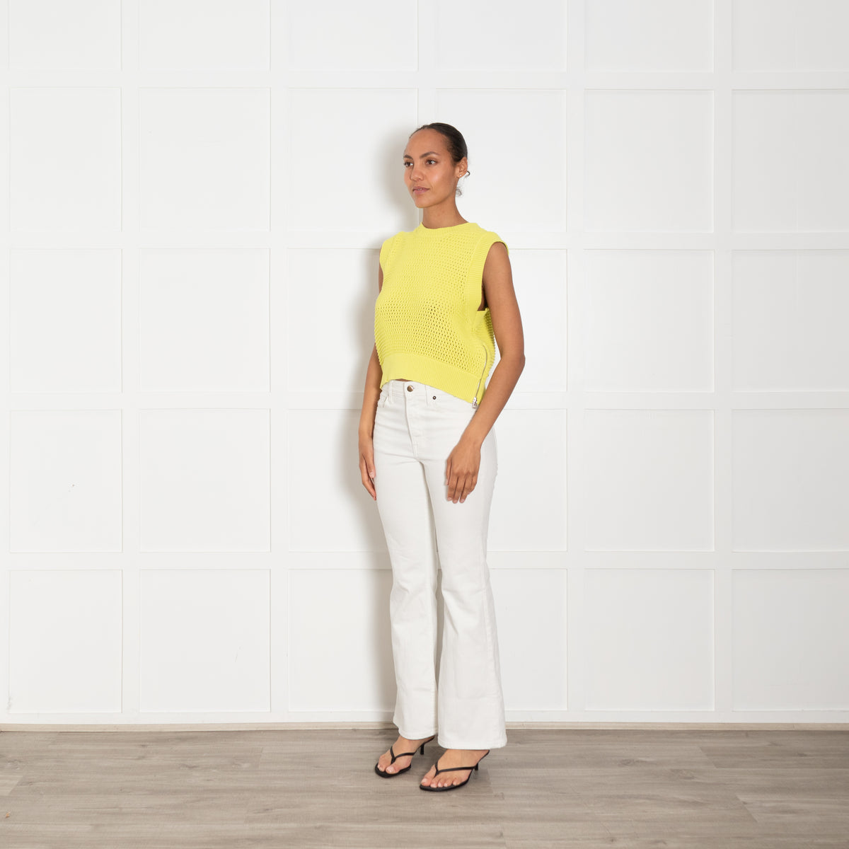 Varley Yellow Randal Crop Knit Tank With Side Zip