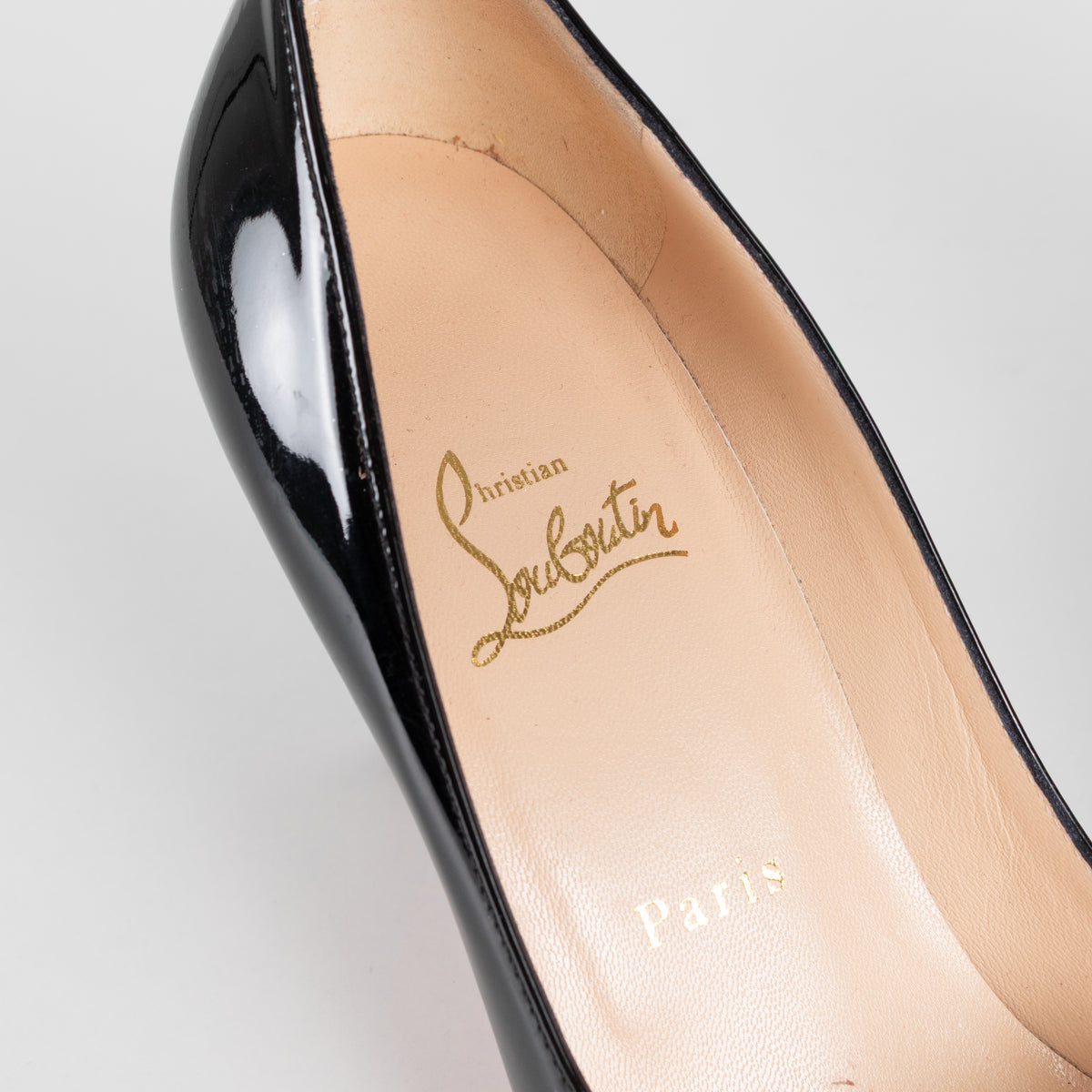 Christian Louboutin Black Patent Peep Toe Heels