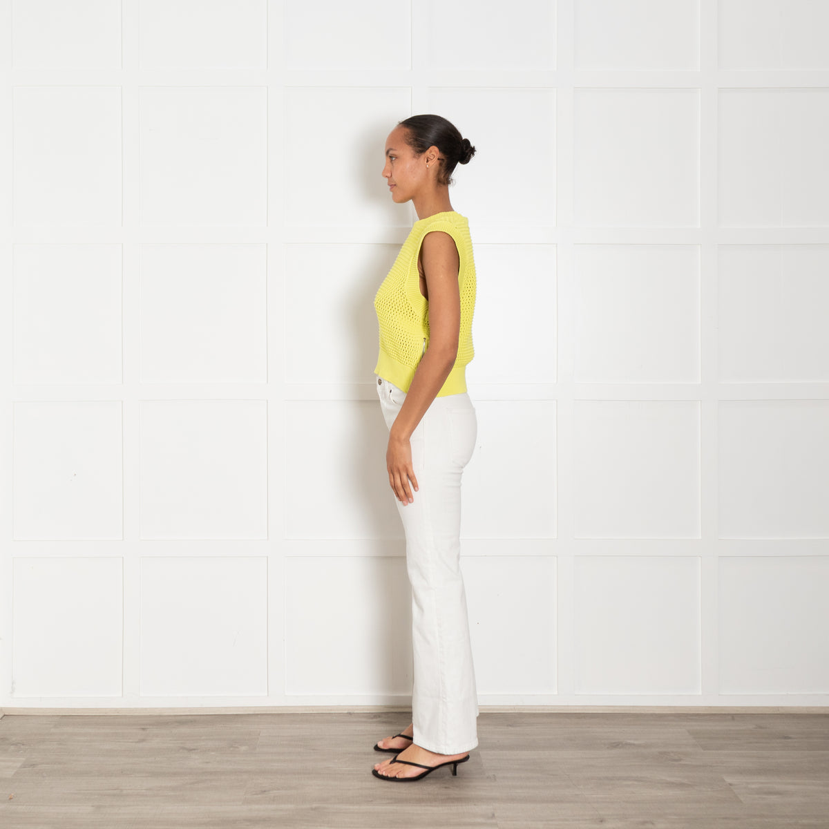 Varley Yellow Randal Crop Knit Tank With Side Zip