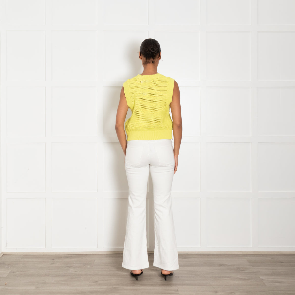 Varley Yellow Randal Crop Knit Tank With Side Zip